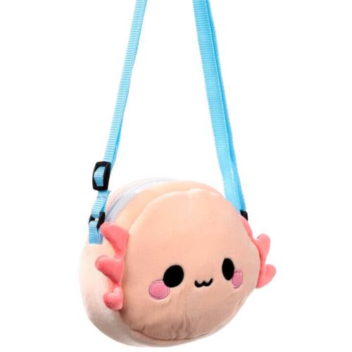 Keresztpántos válltáska, 15x18x6cm, plüss, Édes Állatok, Maddie, az Axolotl