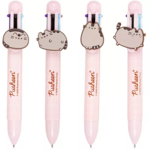 Pusheen cicás többszínű toll (6 szín), Pusheen figuradísszel, többféle