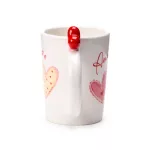 Szívecskés bögre, kerámia, 10,5x12,5cm, 400ml, szív formával a fülén, Amore