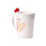 Szívecskés bögre, kerámia, 10,5x12,5cm, 400ml, szív formával a fülén, Amore