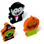 Radír Halloweeni, 3 db/szett (boszorkány, vámpír és tök)