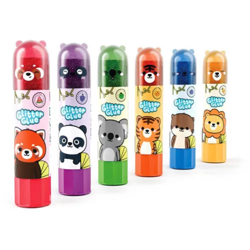 Ragasztóstift, 6 féle minta, glitteres, illatos, Vadon állatai - Édes állatok