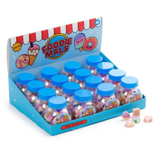 Mini radírok üvegcsében, Foodiemals