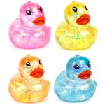 Glitteres, nyomogatható gumikacsák, antistressz játék, 5,5x4cm, többféle