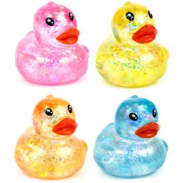   Glitteres, nyomogatható gumikacsák, antistressz játék, 5,5x4cm, többféle