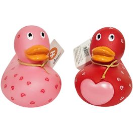   Szivecskés gumikacsák, fürdőjáték, 8x9x9cm, Amore, 2 féle