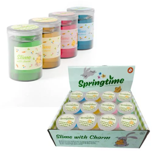 Slime 7cm-es műanyag palackban, húsvéti figurával, Springtime, 4 féle változat