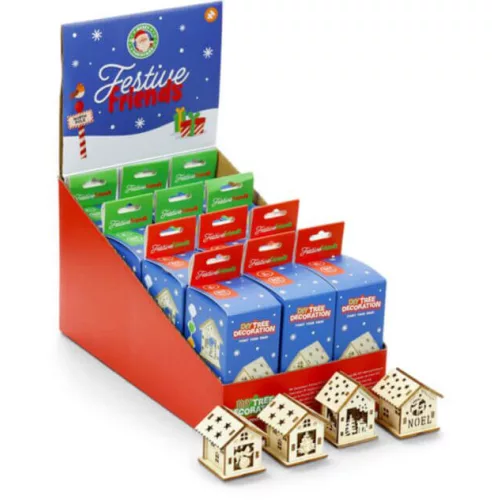 Mini karácsonyi kreatív szett, csináld magad festhető fa karácsonyfadísz, többféle változat