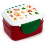Karácsonyi ételhordó, uzsonnás doboz szett, 12x15,5x8,5cm, Bento, Mézeskalács minta