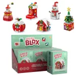 Karácsonyi mini építőkocka készlet, zsákbamacska mistery micro blox, karácsonyi csapat, 6 féle változat