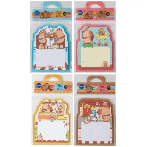 Kapibara öntapadós jegyzettömb, 70x90mm, 30 lapos, többféle mintával