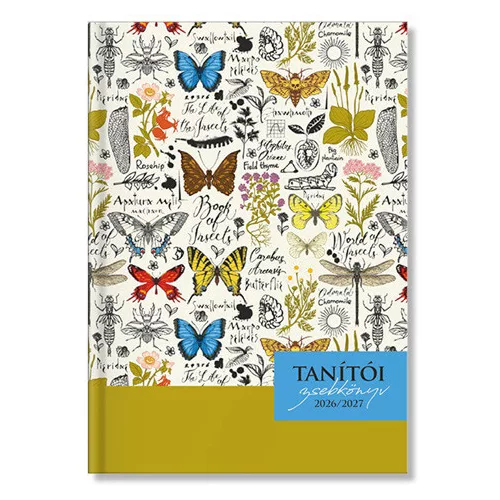 Tanítói tervező, zsebkönyv, A/5, heti, 2026-2027, szivacsos borító, 196 oldal, PD Butterflies