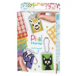 Pixel kulcstartókészítő szett 3 kulcstartó alaplappal, 8 színnel, mintákkal, állatok
