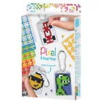 Pixel kulcstartókészítő szett 3 kulcstartó alaplappal, 8 színnel, mintákkal, fiús