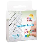 Kulcstartó alaplapok pixelhez zsinórral, 3x4cm, átlátszó, 5 db kulcstartó és 5 db zsinór