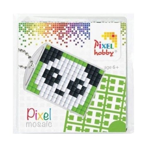 Pixel kulcstartókészítő szett 1 kulcstartó alaplappal, 3 színnel, panda