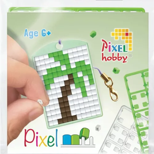 Pixel kulcstartókészítő szett 1 kulcstartó alaplappal, 3 színnel, pálmafa (23103)