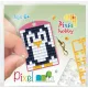 Pixel kulcstartókészítő szett 1 kulcstartó alaplappal, 3 színnel, pingvin