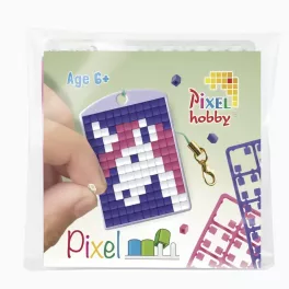   Pixel kulcstartókészítő szett 1 kulcstartó alaplappal, 3 színnel, unikornis (23111)