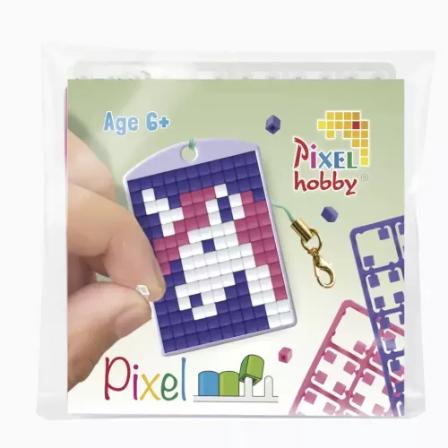 Pixel kulcstartókészítő szett 1 kulcstartó alaplappal, 3 színnel, unikornis (23111)