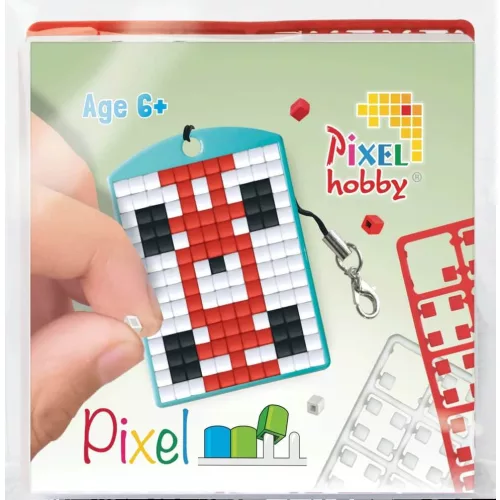 Pixel kulcstartókészítő szett 1 kulcstartó alaplappal, 3 színnel, versenyautó (23112)
