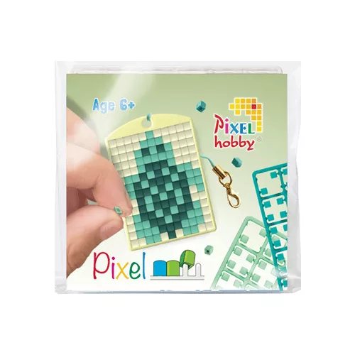Pixel kulcstartókészítő szett 1 kulcstartó alaplappal, 3 színnel, teknős