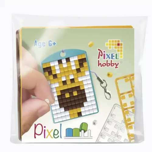 Pixel kulcstartókészítő szett 1 kulcstartó alaplappal, 3 színnel, zsiráf (23120)