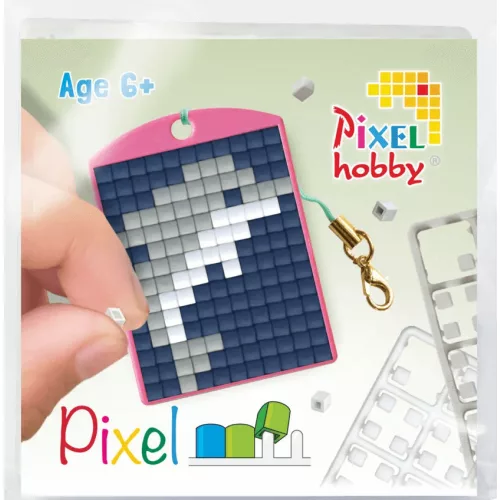 Pixel kulcstartókészítő szett 1 kulcstartó alaplappal, 3 színnel, delfin