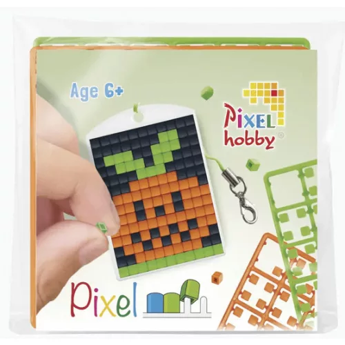 Pixel kulcstartókészítő szett 1 kulcstartó alaplappal, 3 színnel, tök, Halloween