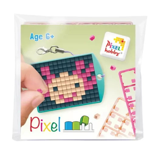 Pixel kulcstartókészítő szett 1 kulcstartó alaplappal, 3 színnel, axolotl (23161)