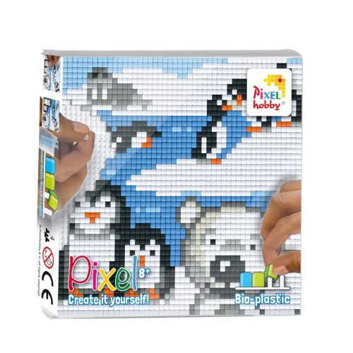 Pixel szett 4 db kis alaplappal, Arktisz, jegesmedve és pingvinek