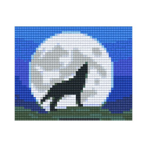 Pixel szett 1 normál alaplappal, színekkel, farkas az éjszakában