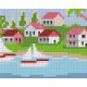 Pixel szett 1 normál alaplappal, színekkel, házak tóval