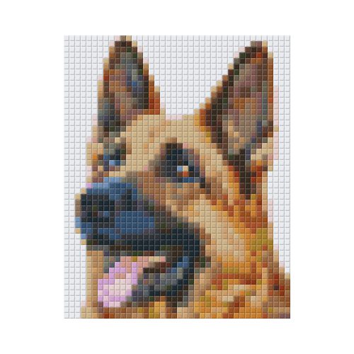 Pixel szett 1 normál alaplappal, színekkel, kutya, németjuhász