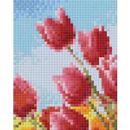 Pixel szett 1 normál alaplappal, színekkel, tulipánok, (801332)