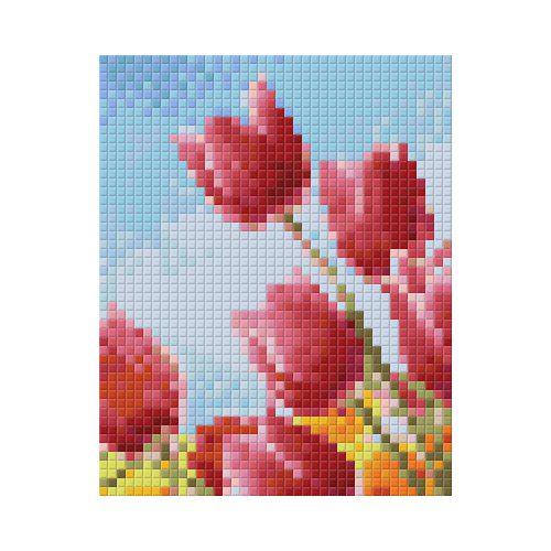 Pixel szett 1 normál alaplappal, színekkel, tulipánok, (801332)