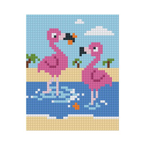 Pixel szett 1 normál alaplappal, színekkel, flamingók