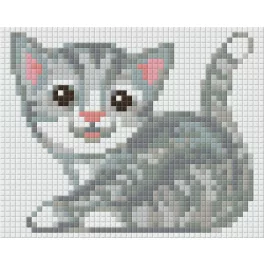 Pixel szett 1 normál alaplappal, színekkel, szürke cica, (801361)