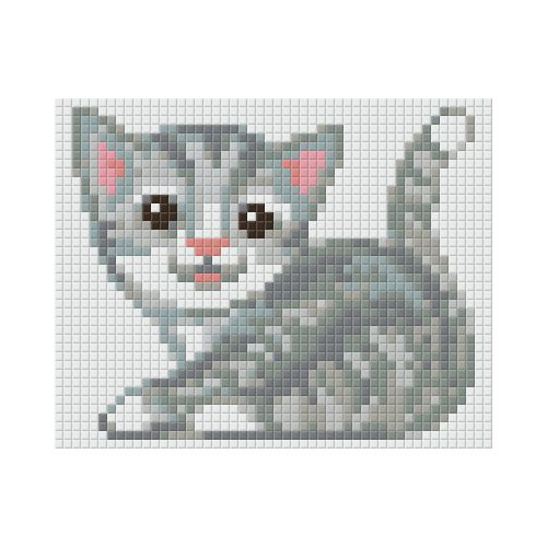 Pixel szett 1 normál alaplappal, színekkel, szürke cica, (801361)