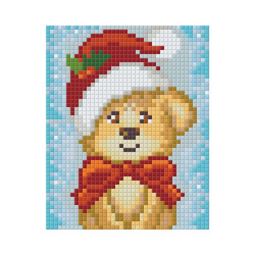 Pixel szett 1 normál alaplappal, színekkel, karácsonyi maci