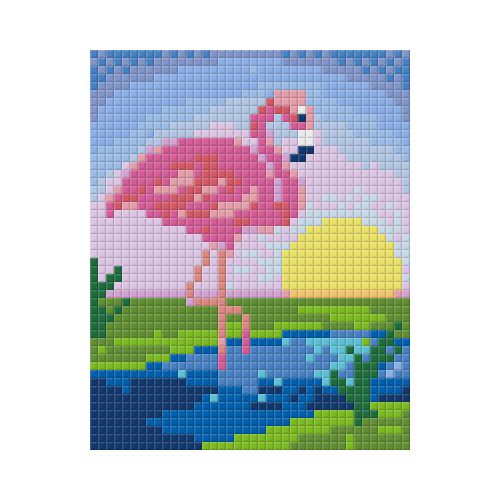 Pixel szett 1 normál alaplappal, színekkel, flamingó, naplementével