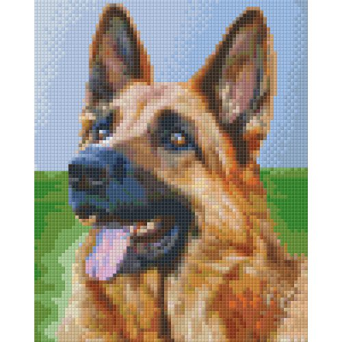 Pixel szett 4 normál alaplappal, színekkel, kutya, németjuhász