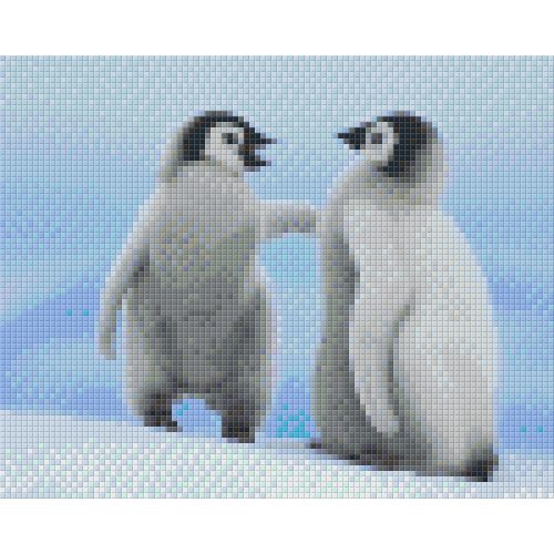 Pixel szett 4 normál alaplappal, színekkel, pingvinek