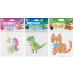 Vasalható gyöngykészlet, 15x15cm-es alaplappal, 3 féle (unikornis, dinoszaurusz, macska)