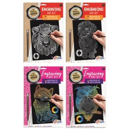   Képkarcoló szett, A/4, 4 féle változat (oroszlán, kutya, macska, bagoly)
