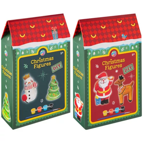 Gipszfigura festő szett (2 db 7cm-es figura, 4 festék, ecset), 2 féle változat