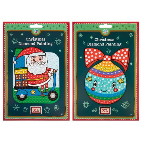 Gyémántfestés szett, karácsonyi, XL kövekkel, A/5, 2 féle (télapó, gömb)