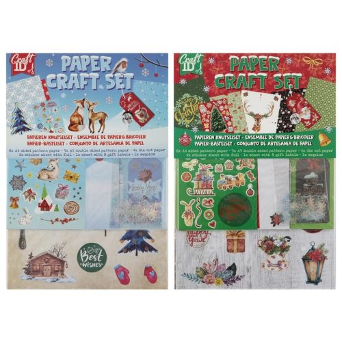 Kreatív csomag (színes papírok, matricák, konfetti), karácsonyi, 2 féle változat