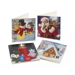   Gyémántfestés szett, üdvözlőlap készítő szett, 16x16cm-es lapok, 4 db-os, karácsonyi