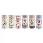 Öntapadós papírszalag, washi-tape, 6 x 2,5m, 6 db/csomag, 6 féle változat